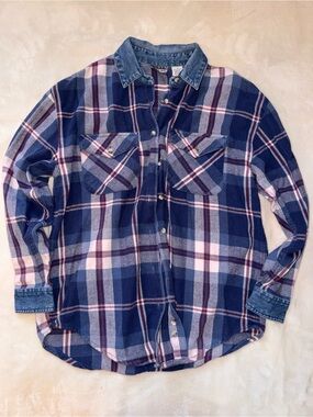 Vintage County Seat Button Down Flannel Size Small 100% Cotton